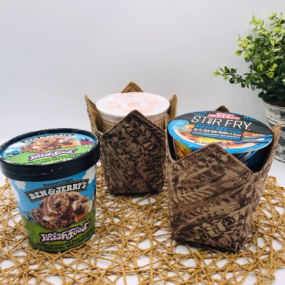 Microwave Bowl Cozy Gift Set, Plate, Soup, and Pint Size, Tan Beige Color - Picture 4 of 9